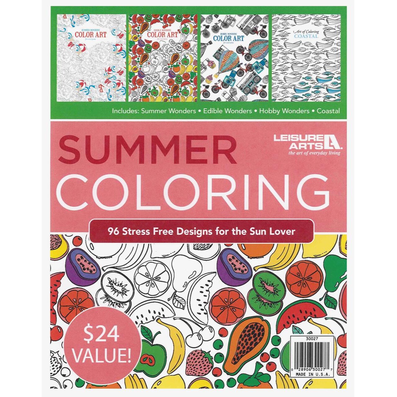 Leisure Arts Summer Coloring Book Bundle, Coloring Books For Adults, Adult Books, Books For Adults Relaxation, Adult Color Book, Anxiety